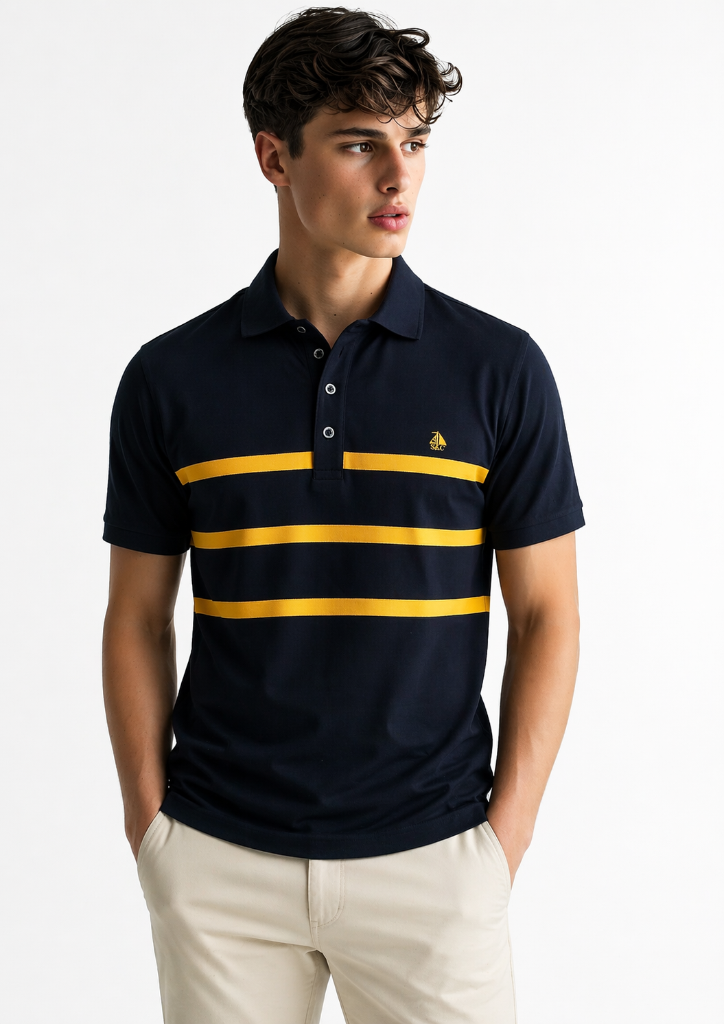 Polo single rayas Azul Marino