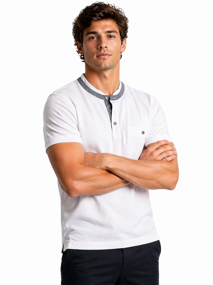 Polo Cuello Mao fantasía Blanco