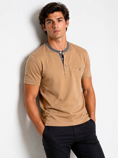 Polo Cuello Mao fantasía Beige