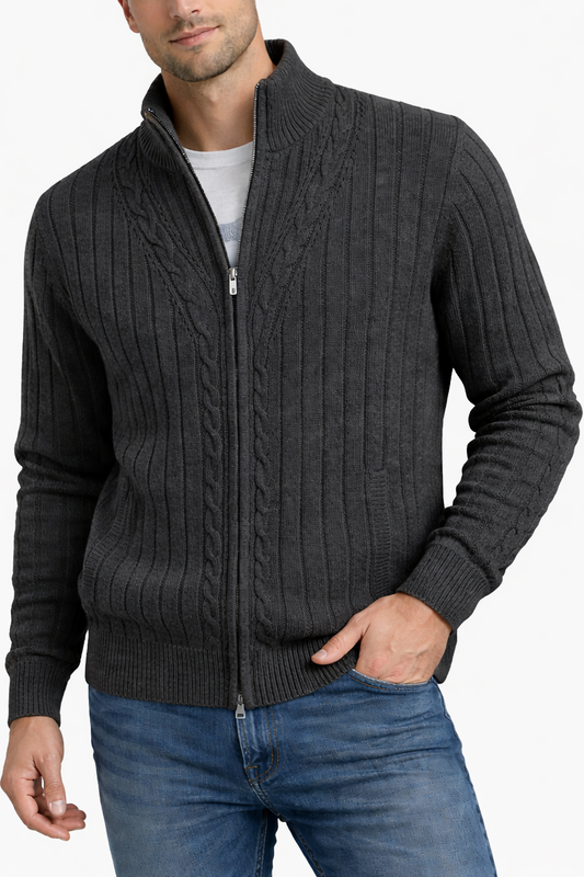 Cardigan trenzado gris marengo