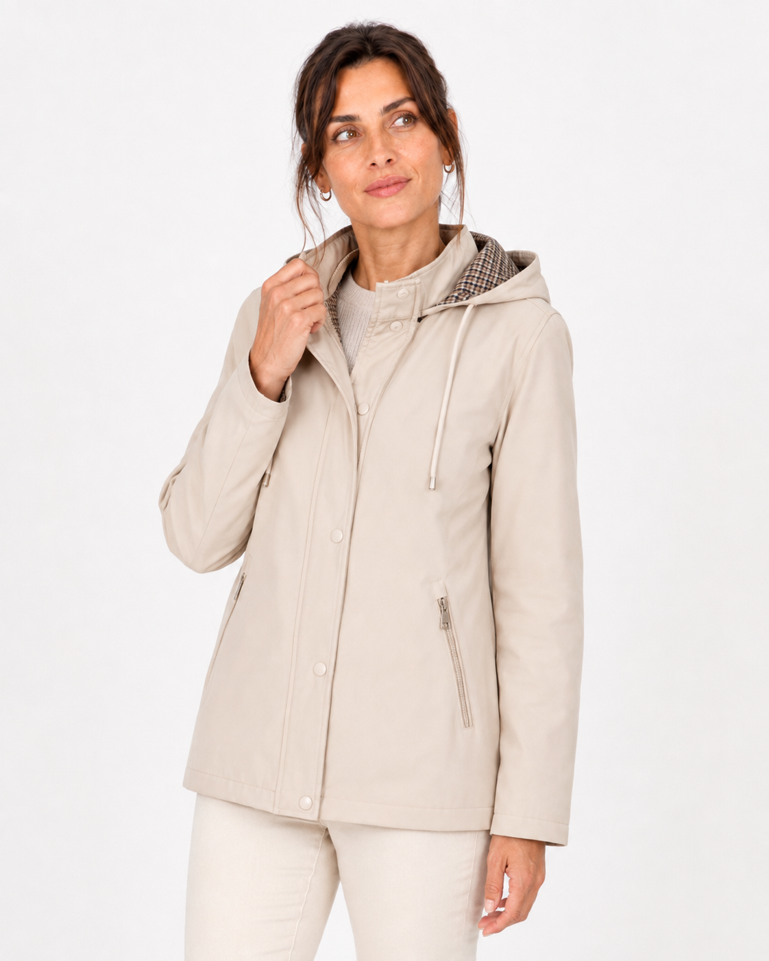 Chaqueta tipo parka con capucha reversible engomada