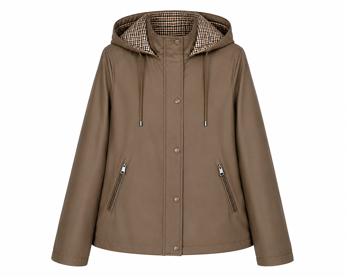 Chaqueta tipo parka con capucha reversible engomada