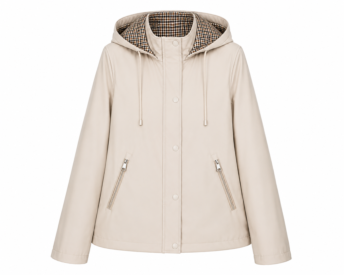 Chaqueta tipo parka con capucha reversible engomada