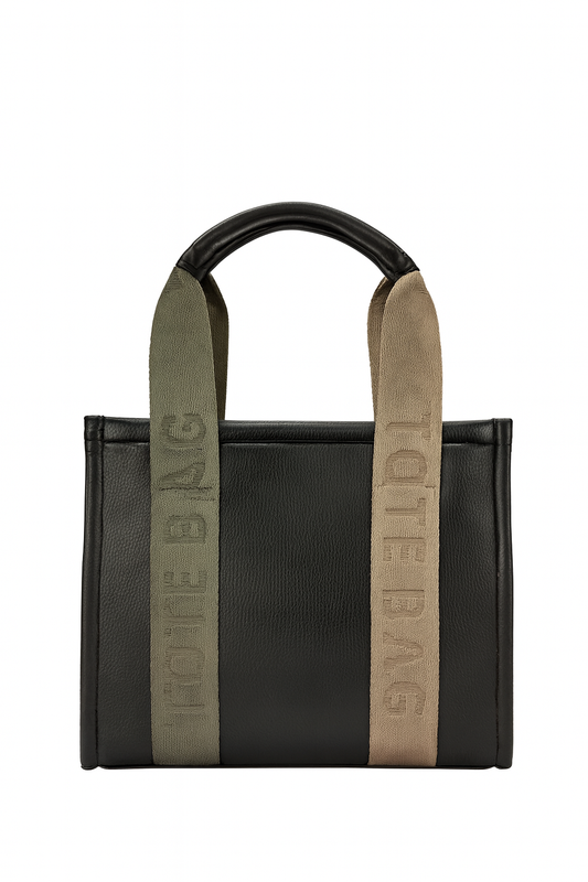 Bolso tote bag bicolor negro