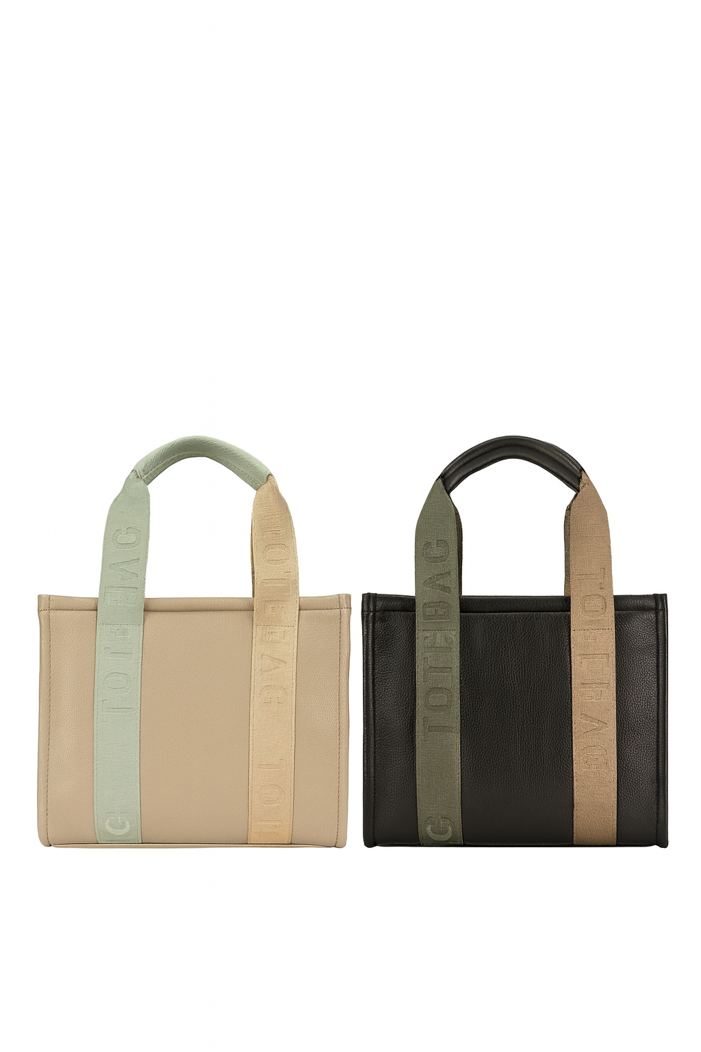 Bolso tote bag bicolor negro