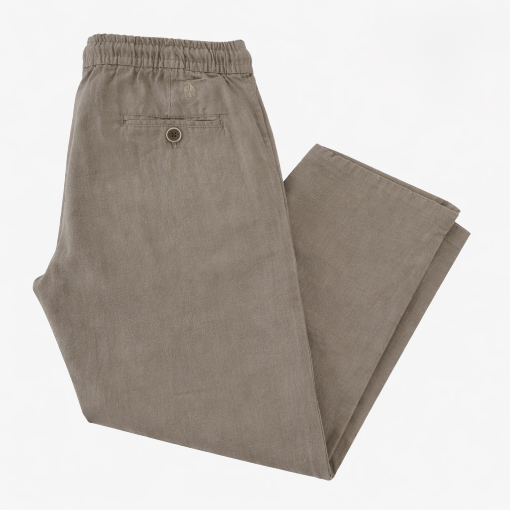 Pantalón largo de lino beige