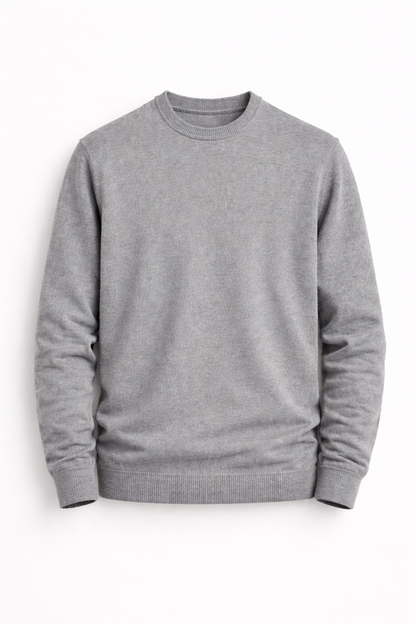 Jersey cuello redondo básico Gris