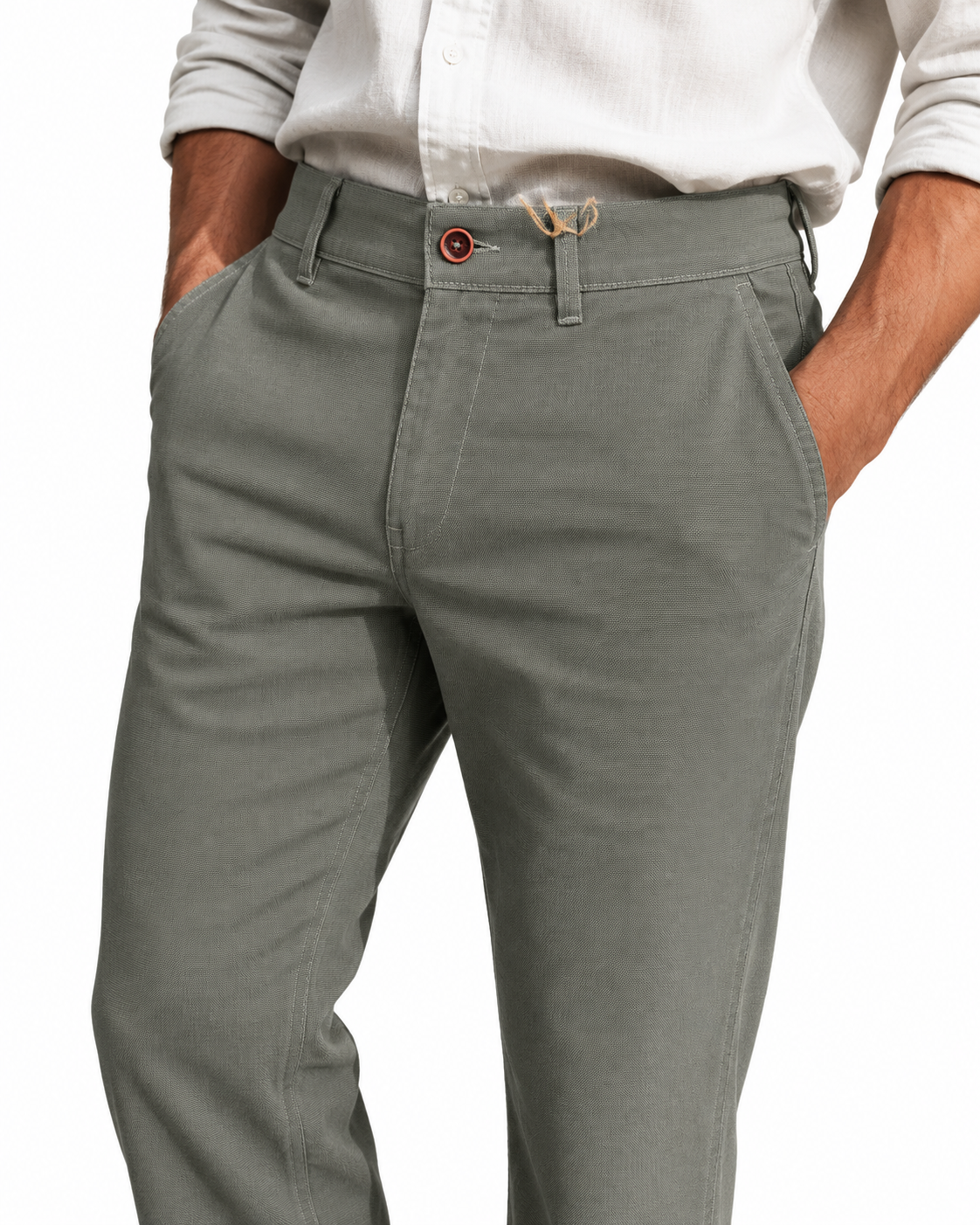 Pantalón chino modelo "Micropunto" verde kaki
