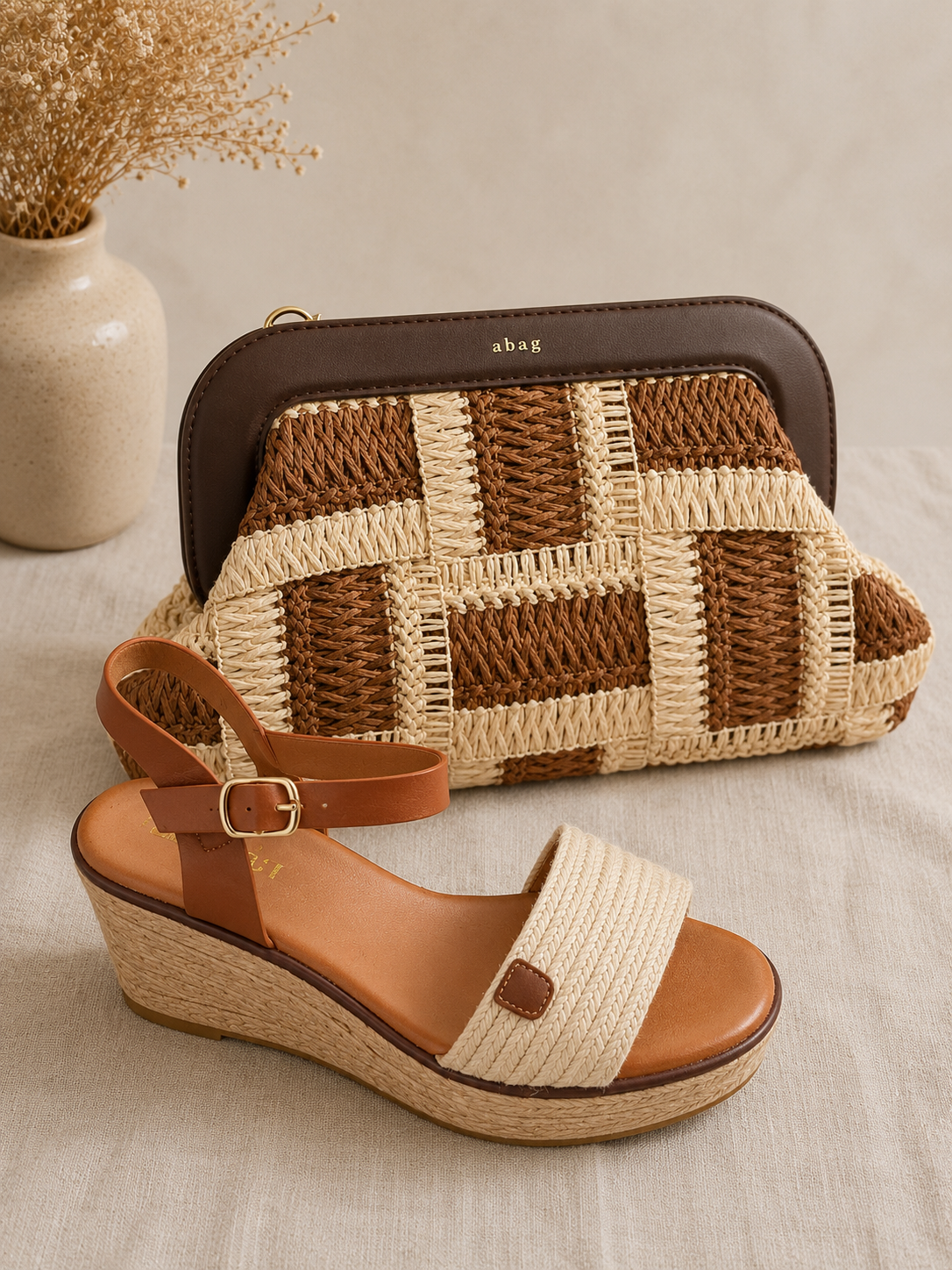 Cuñas trenza beige