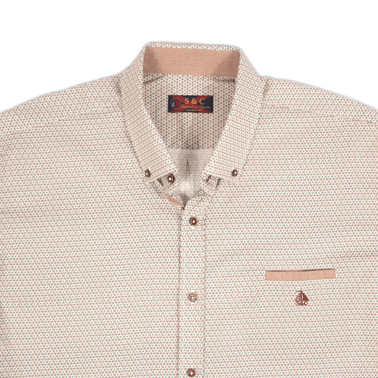 Camisa Hombre Manga Larga estampado Beige