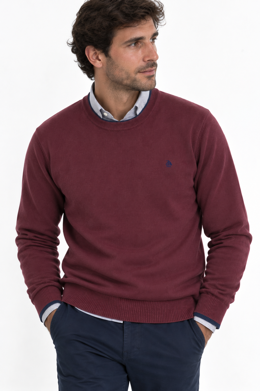 Jersey cuello redondo burdeos