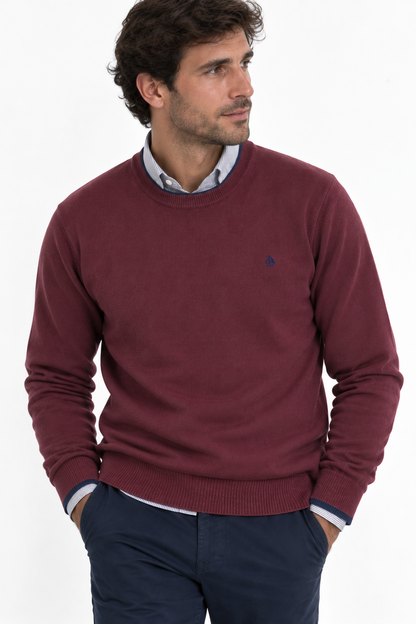Jersey cuello redondo burdeos