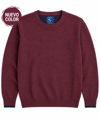 Jersey cuello redondo burdeos