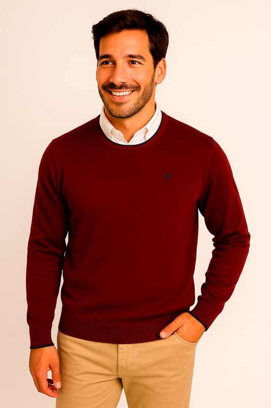 Jersey cuello redondo Granate