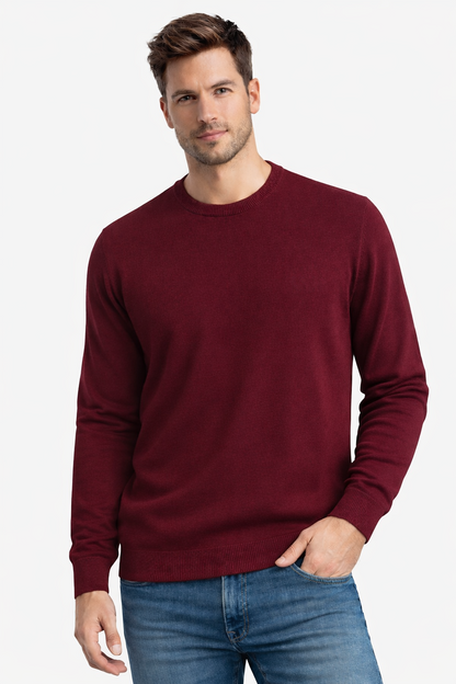 Jersey cuello redondo básico Granate