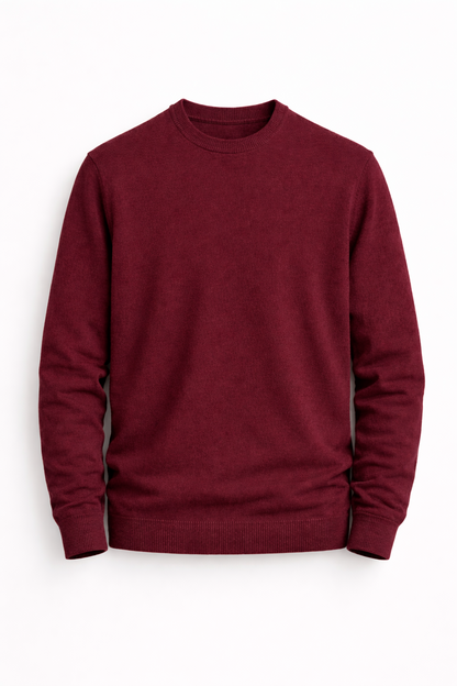 Jersey cuello redondo básico Granate