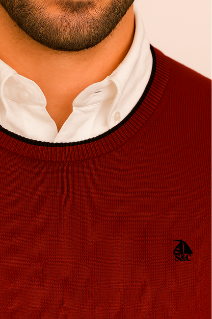 Jersey cuello redondo Granate