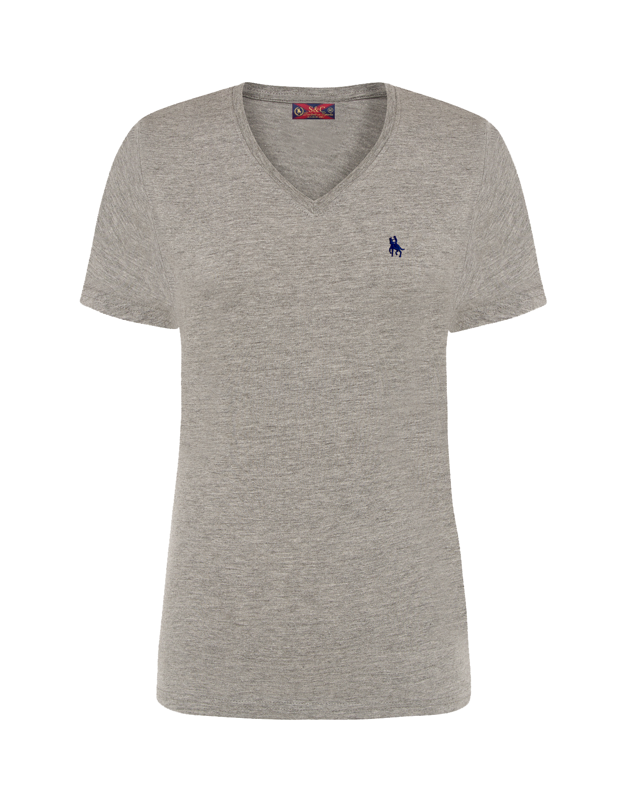Camiseta pico manga corta gris