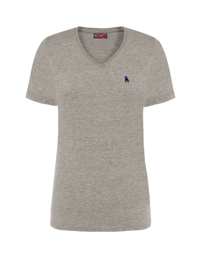 Camiseta pico manga corta gris