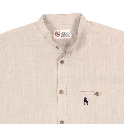 Camisa tipo lino cuello mao Gris
