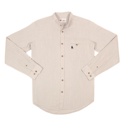 Camisa tipo lino cuello mao Gris