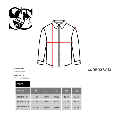 Camisa hombre manga larga cuello mao rayas beige