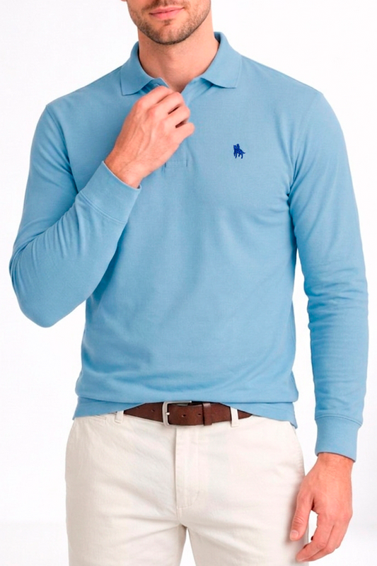 Polo Premium de manga larga sky blue
