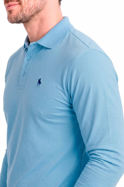Polo Premium de manga larga sky blue