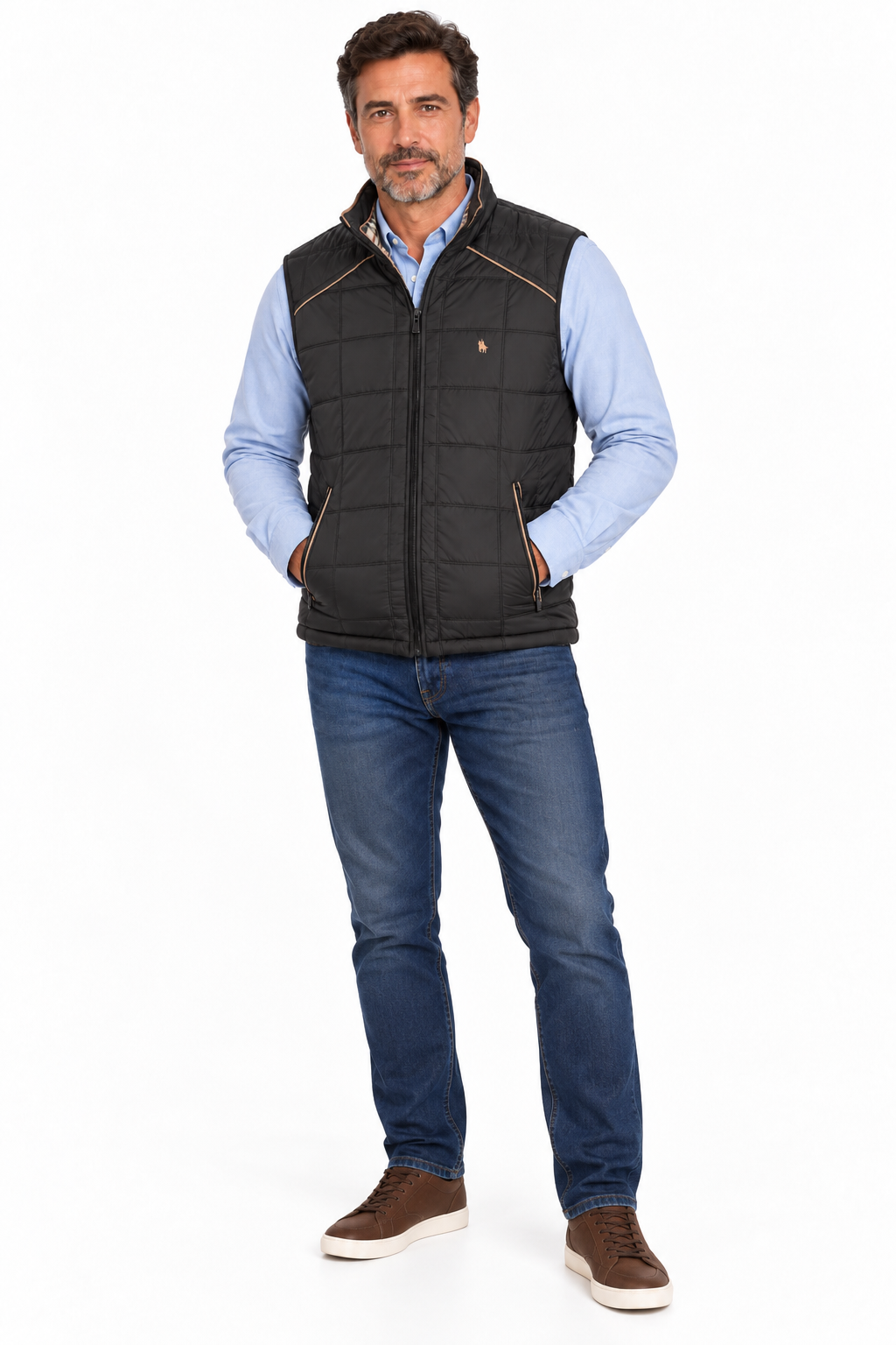 Chaleco Cuadros acolchado de hombre Marrón