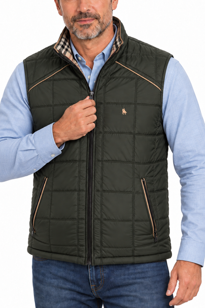 Chaleco Cuadros acolchado de hombre Verde