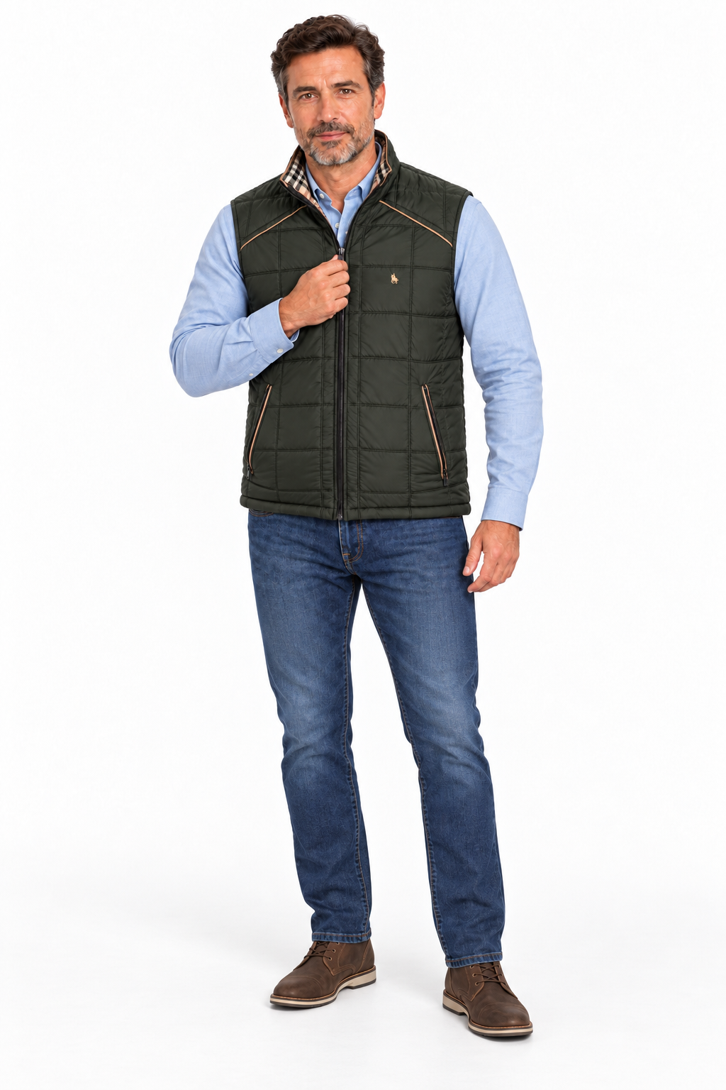 Chaleco Cuadros acolchado de hombre Verde