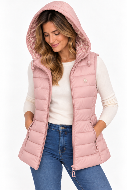 Chaleco Mujer acolchado reversible rosa