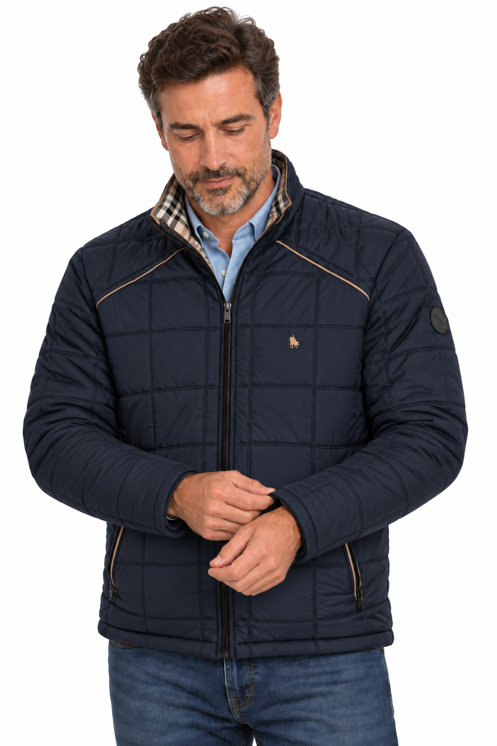 Chaqueta Cuadros hombre acolchada Azul Marino