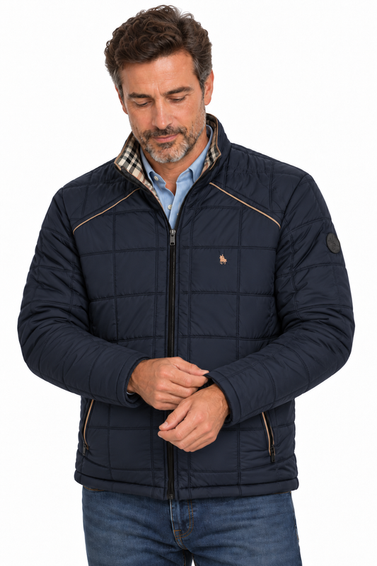 Chaqueta Cuadros hombre acolchada Azul Marino