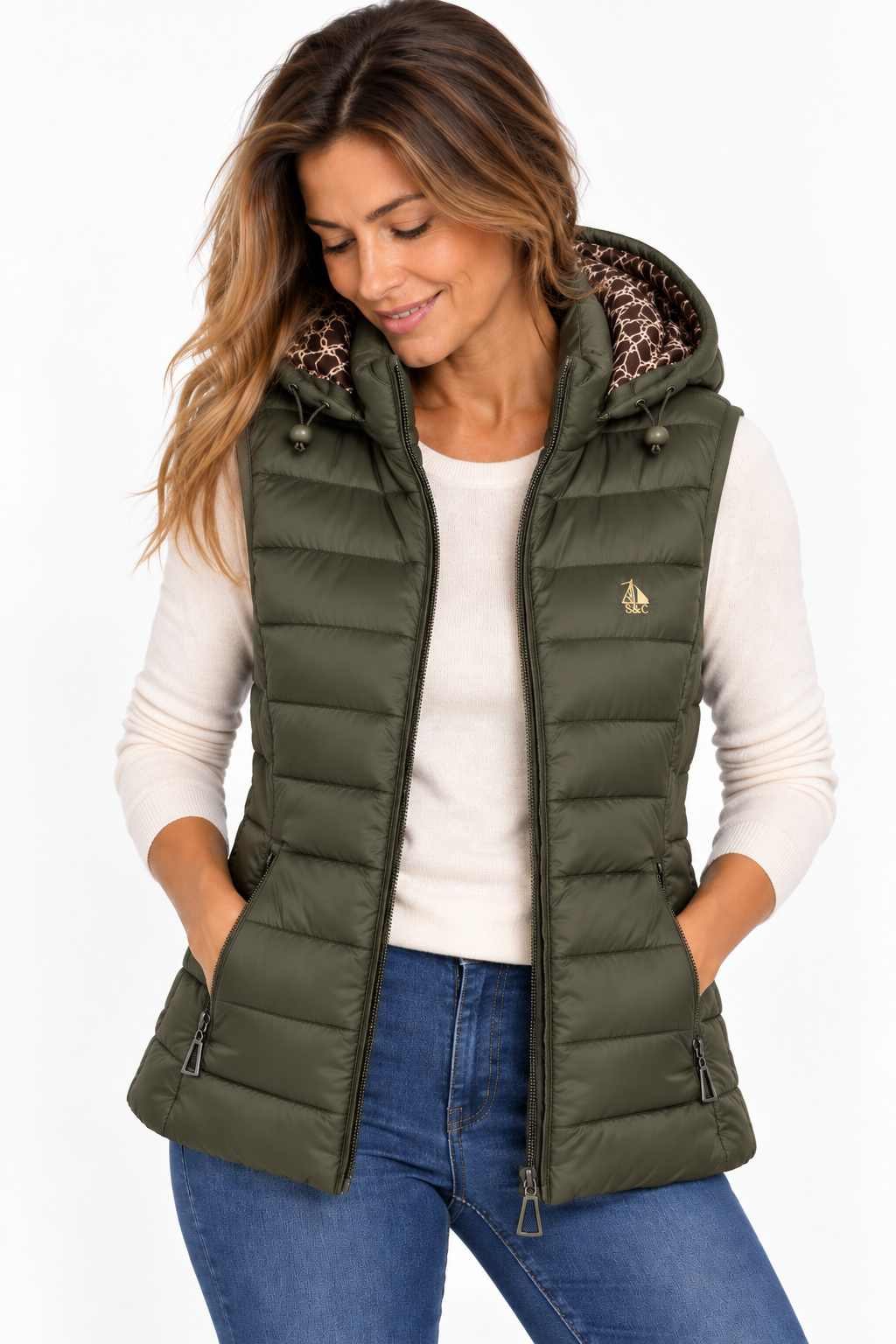 Chaleco Mujer acolchado reversible kaki