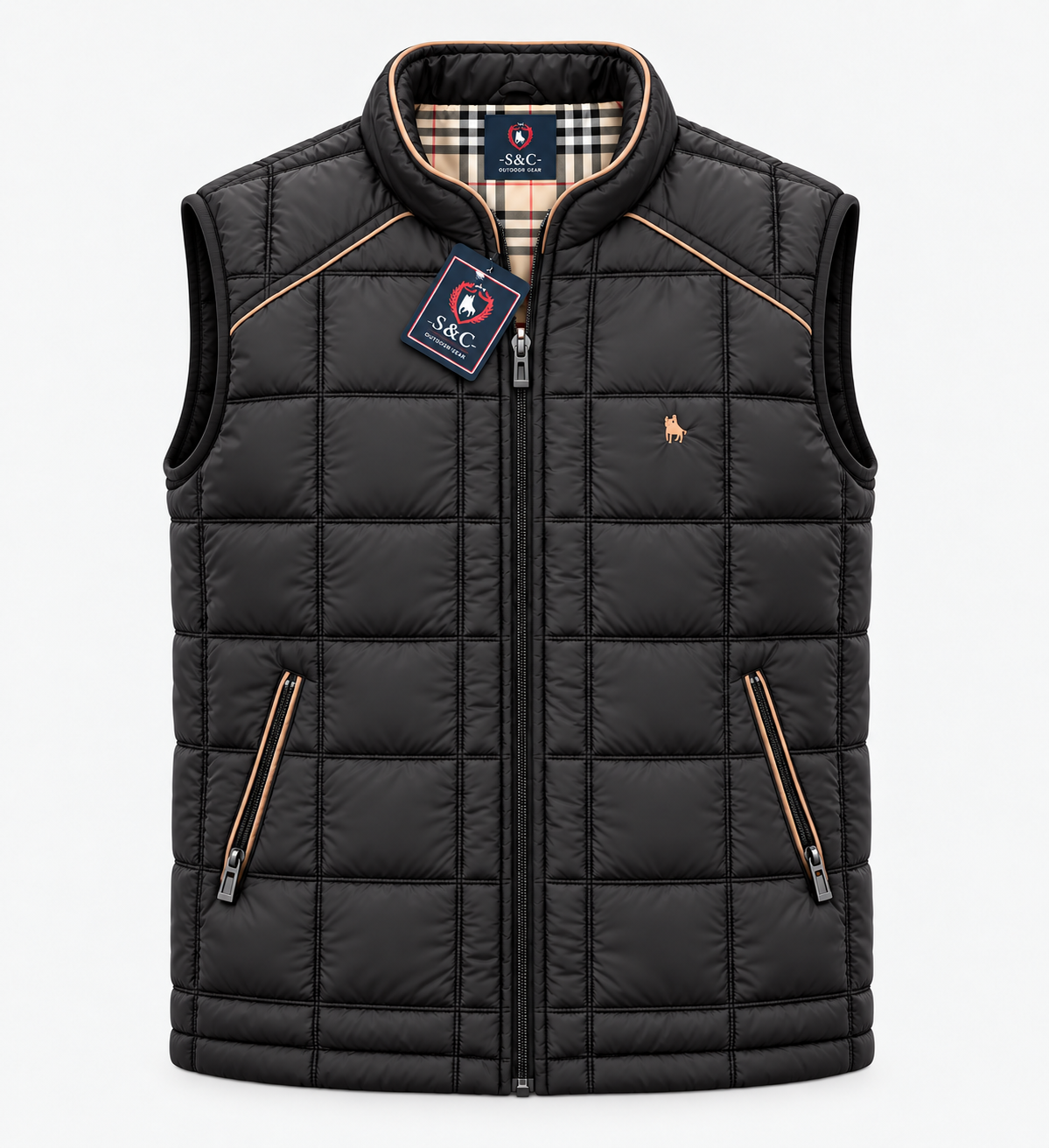 Chaleco Cuadros acolchado de hombre Marrón