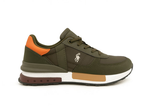 Deportiva hombre kaki con detalle naranja
