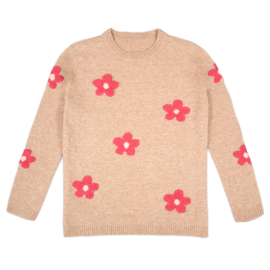 Jersey Mujer Beige Flores