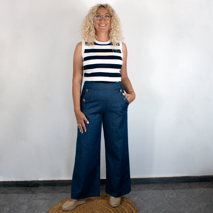 Pantalón con botones dorados 3 tonos