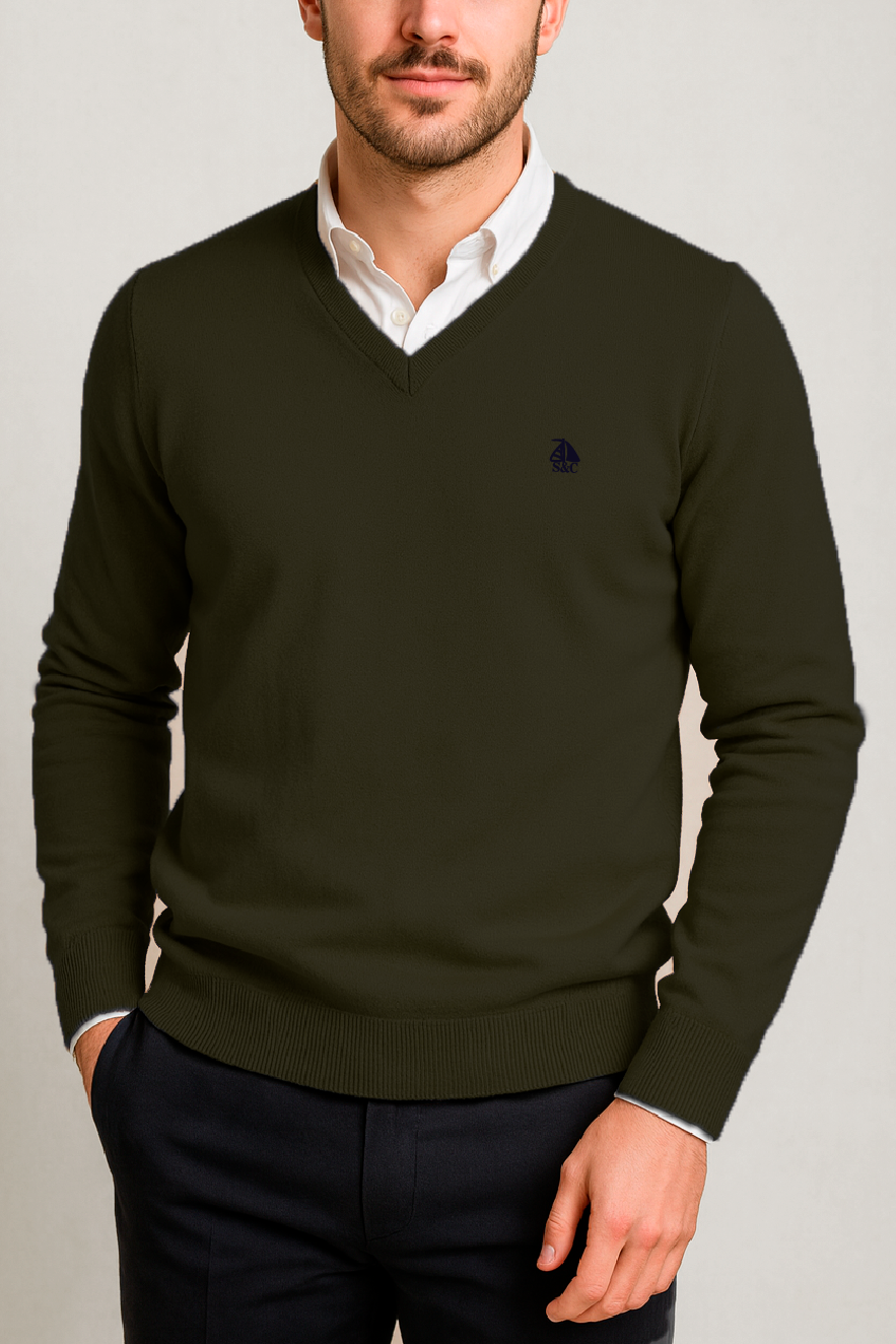 Jersey Hombre Cuello Pico Kaki