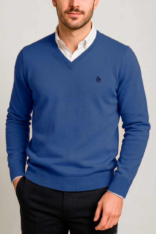 Jersey Hombre Cuello Pico Azul Royal