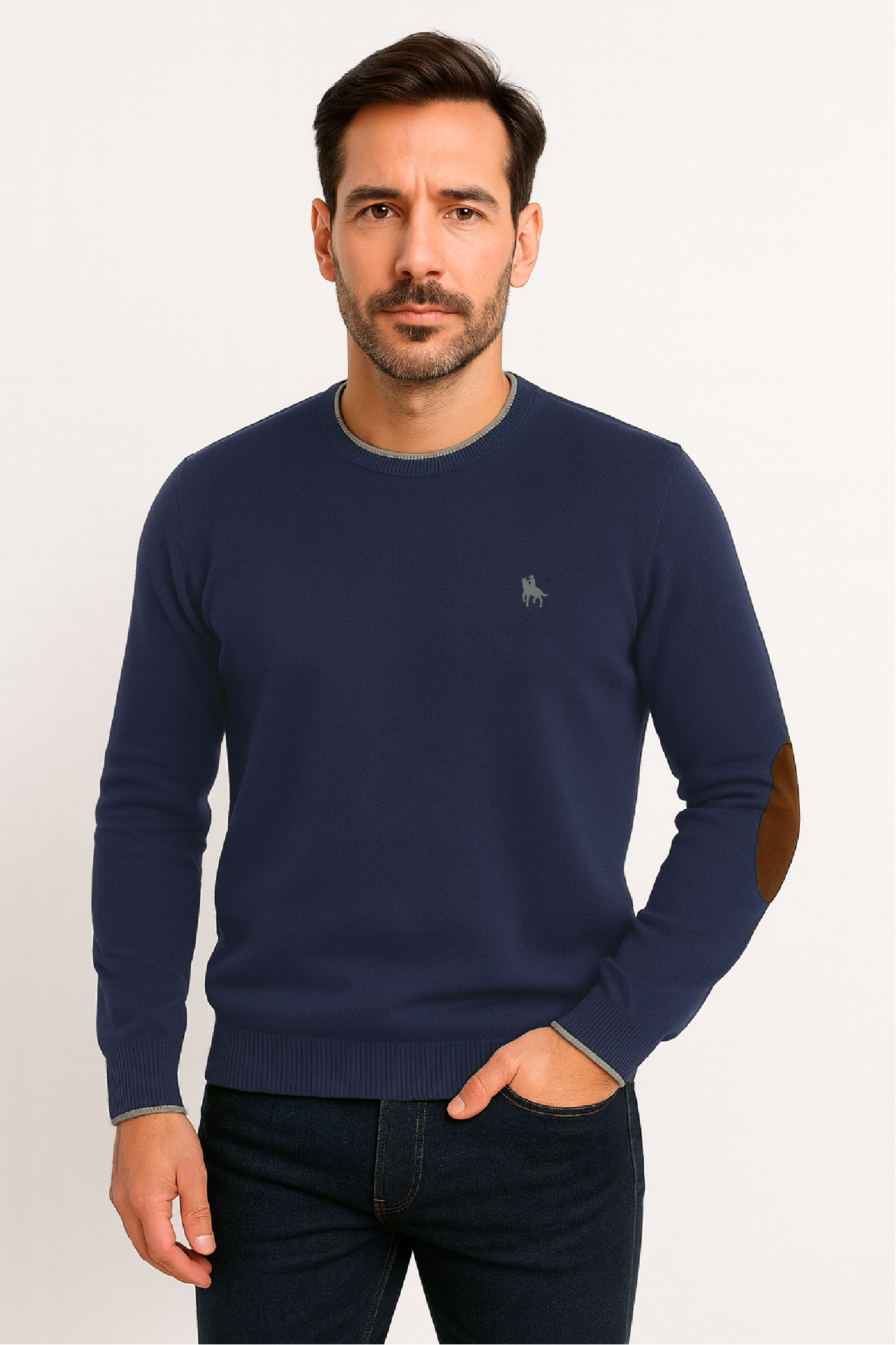 Jersey Hombre Azul con Coderas