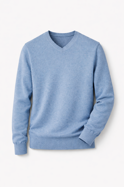 Jersey cuello pico básico Celeste