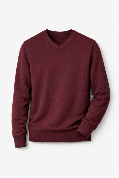 Jersey cuello pico básico Granate