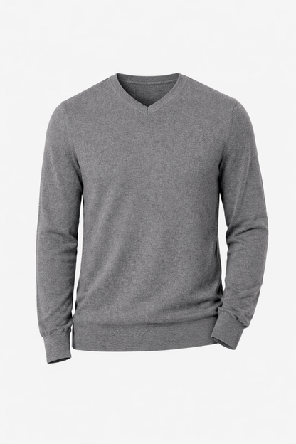 Jersey cuello pico básico Gris