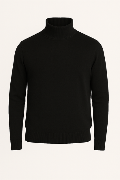 Jersey de hombre cuello vuelto básico negro