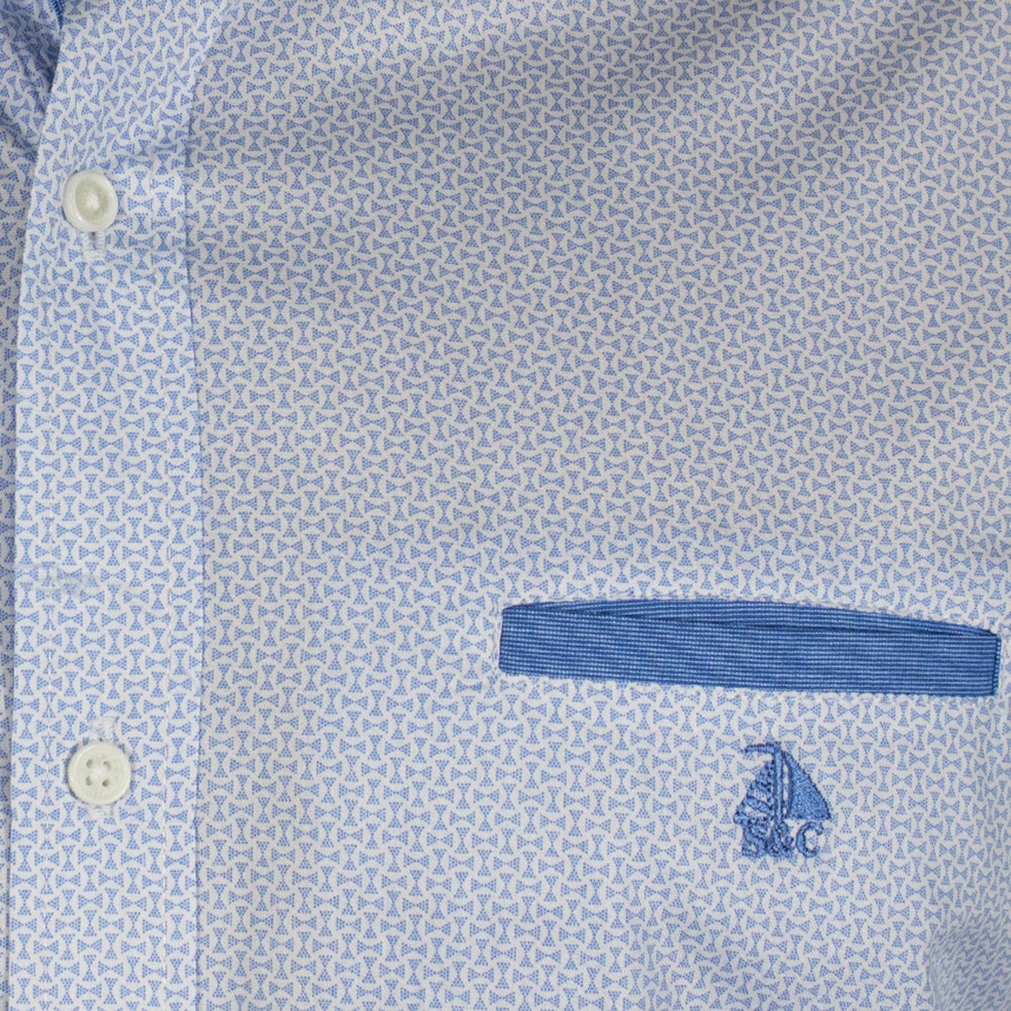 Camisa Hombre Manga Larga Estampado Celeste