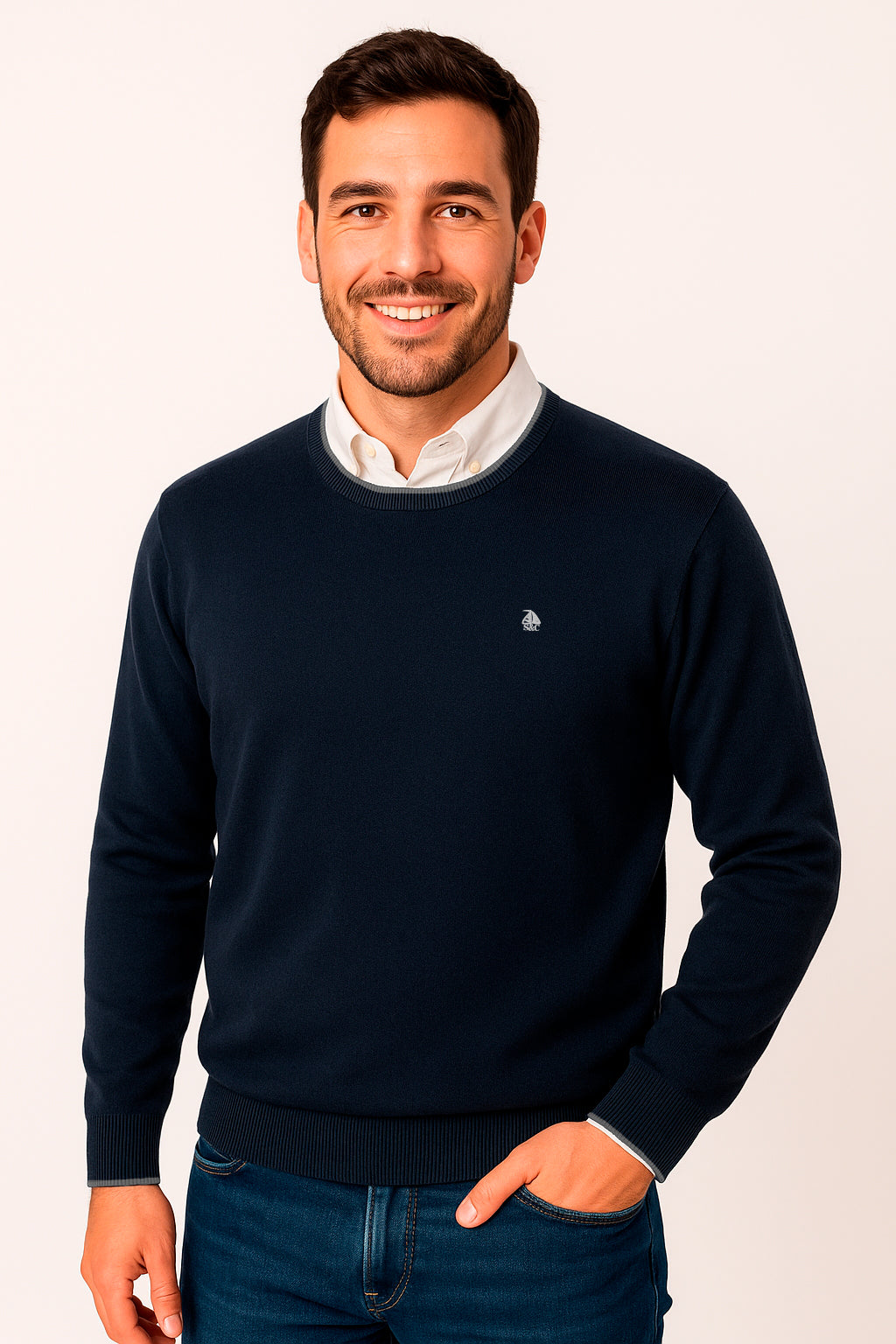 Jersey cuello redondo Marino