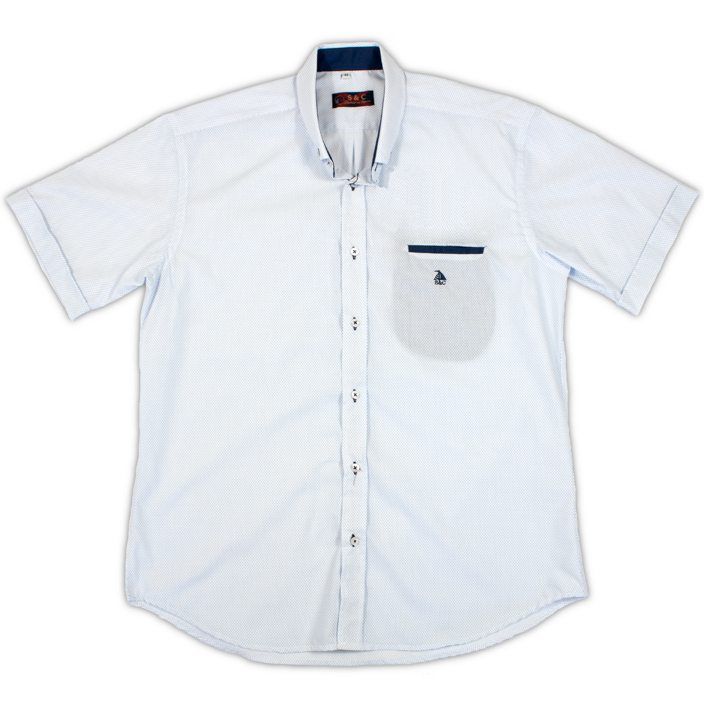 Conjunto camisa puntos marino con bermuda marino