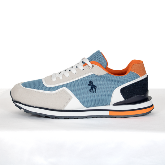 Zapatilla hombre azul y naranja